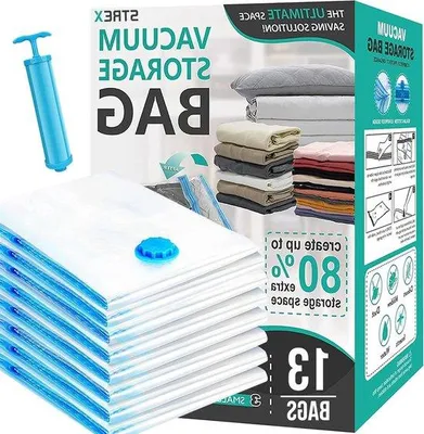 Productafbeelding van Famanu vacuümzakken voor beddengoed en kleding - 13 stuks, 4 verschillende maten, met handpomp