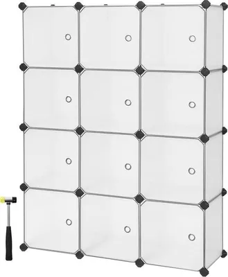 Produktbild von Kunststoff-Schuhrek mit 12 Fächern - Garderobenschrank - Leicht zu montieren - 93 x 31 x 123 cm - Weiß