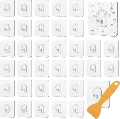Productafbeelding van Zelfklevende haken - 36 stuks, waterdicht en zonder boren, geschikt voor badkamer en keuken - draagvermogen tot 5 kg