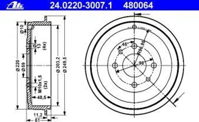 Produktbild von ATE Bremstrommel  24.0220-3007.1