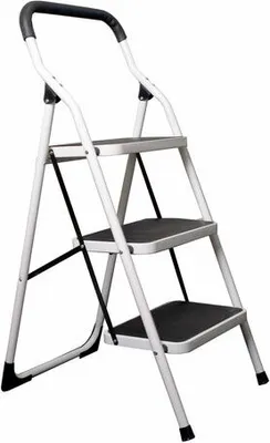 Produktbild von 1x PAVO Premium 3-Stufen Haushaltsleiter Stehleiter Klappleiter 113cm aus Stahl