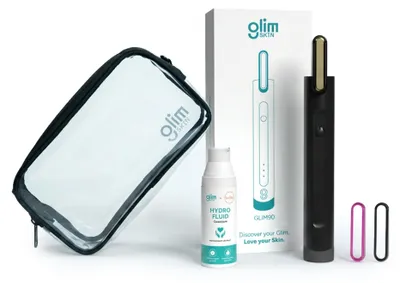 Produktbild von Glim Skin Professionelles Kaltplasma-Kosmetikgerät GLIM90 + Hydrofluid + Reiseetui schwarz