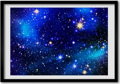 Produktbild von Bild - Bilder - Bilderrahmen - 70 cm x 50 cm - MDF-Rahmen, Wandkunst Sternenklarer Himmel