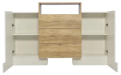 Produktbild von Schrank - Aufbewahrungsschrank - Möbelstück - Kommode - Hochglanzweiß - Verstellbare Einlegeböden - Farbige LED-Beleuchtung
