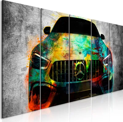 Produktbild von Modernes Wandbild i-A-0167-b-m (200x80 cm) - 5 Teilig Bilder Fotografie auf Vlies Leinwand Foto Bild Dekoration Wand Bilder Kunstdruck MERCEDES AUTO