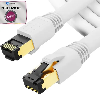 Immagine prodotto di Cavo di rete CAT 8.1 S/FTP LSZH - Cavo patch LAN - 5 metri - 40 Gbit/s - Bianco - RJ45