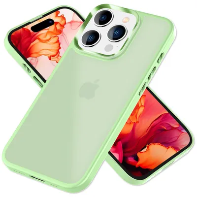 Immagine prodotto di Custodia ibrida per iPhone 15 Pro Frosted Case Bordo protettivo Custodia per telefono cellulare Copertura per telefono cellulare Verde menta