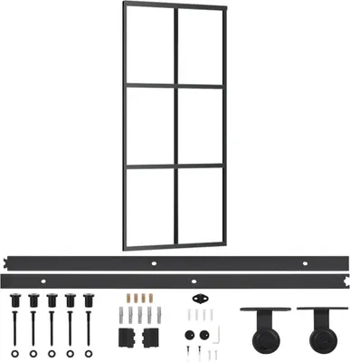 Obrázok produktu pre vidaXL Posuvné dvere s kovaním ESG sklo a hliník 90x205 cm