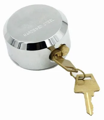 Productafbeelding van Massief hangslot, 73 mm, rond, zonder beugel, met 2 sleutels, van verchroomd staal