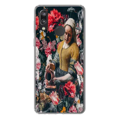 Produktbild von MuchoWow® Handyhülle Schutzhülle Hülle für Huawei P20 Lite (2020) Milchmädchen - Vermeer - Blumen Silikon Softcase Handy Hülle - Kartenhalter