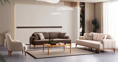 Produktbild von Moderne Beige Sofagarnitur 3+3+1 Sitzer Wohnzimmer Möbel Luxus Set Sofa