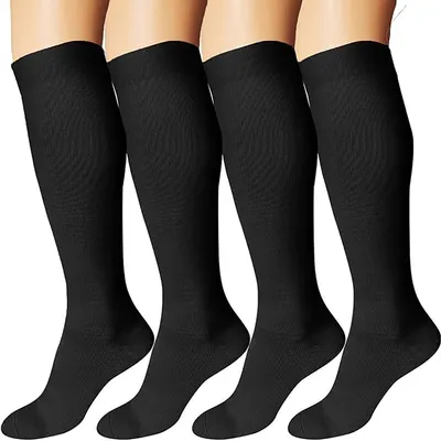 Produktbild von 4 Paar Sport-Kompressionssocken – Schwarz, flach – L/XL