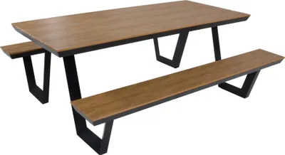 Image de Set pique-nique - Rectangulaire - Aluminium - Polywood Teck - 200x89x75 cm
