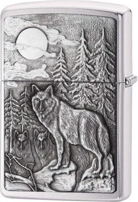 Zdjęcie produktu dla Emblemat Holzwildhund na zapałkach – szczotkowany chrom.