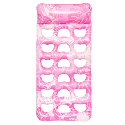 Produktbild von Luftmatratze 180x90 cm mit Kopfstütze – aufblasbare Wasserhängematte für Pool & Wasser rosa