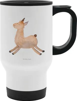 Produktbild von Mr. & Mrs. Panda thermosbecher Lama Springen - Weiß - Geschenk, edelstahl isolierbecher, Thermobecher To Go, Guten Morgen, Trinkbecher, Liebeskummer, Freundin, Start