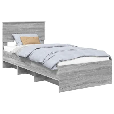 Produktbild von Bettrahmen mit Kopfteil Graues Sonoma 80 x 200 cm Holzwerkstoff