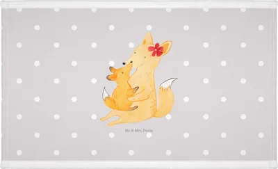 Produktbild von Mr. & Mrs. Panda Handtuch Fuchs Mama - Grau Pastell - Geschenk, Händehandtuch, Baumwollhandtuch, Frotteehandtuch, Flauschtuch, Schoß, Umarmen, Muttertag, Mutter