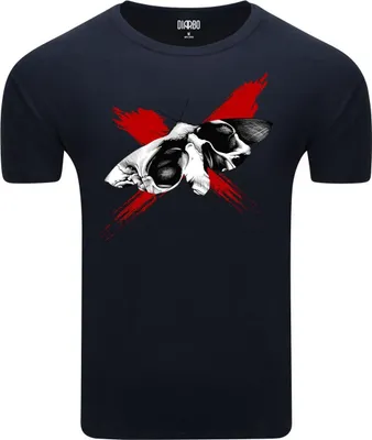 Produktbild von Diarbo Herren T-Shirt mit Horrorliebhaber Druck Schädelmotte in Dunkelblau Gr.M