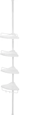 Image de Étagère télescopique pour salle de bain Rootz - Panier de douche - Support de rangement réglable - Résistant à la rouille - Installation facile - 85 cm à 305 cm - 25 cm x 25 cm x 35 cm
