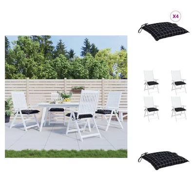 Produktbild von vidaXL Stuhlkissen 4 Stk. Schwarz Karomuster 50x50x7 cm Oxford-Gewebe - Sitzpolster