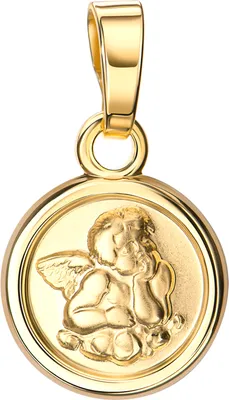 Produktbild von Schutz-Engel-Anhänger 333 Gold 8 Karat / 8K-Anhänger runder Kettenanhänger mit Gravur Gott schütze Dich