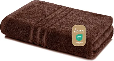 Produktbild von Lavea® Badetuch 100 x 150 cm Baumwolle, saugstarkes Duschtuch groß, Frottier Elena, Duschhandtuch, weich, waschbar 60 °C, trocknergeeignet, Kaffeebraun