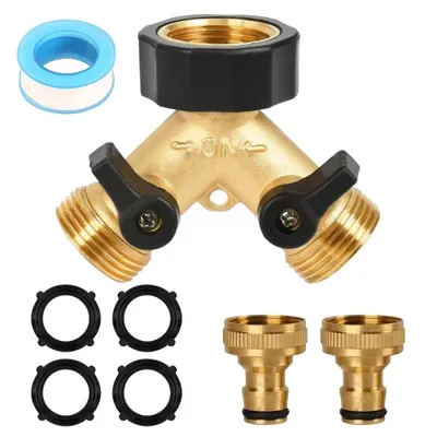 Produktbild von 2-Wege Gardena Wasserverteiler Wasserhahn Verteiler 3/4" Messing schlauch Ventil