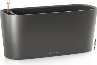 Produktbild von LECHUZA-Pflanzgefäß DELTA 20 Premium Anthrazit Metallic | Tischgefäß mit Bewässerung und Pflanzeinsatz | Metallic-Oberfläche | 40 x 15 x 18 cm | 15563