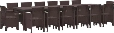 Immagine prodotto di Set da Pranzo per Giardino 15 pcs Marrone Rattan Polt