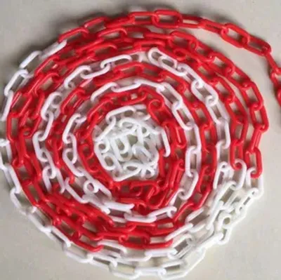 Produktbild von 10 Meter Kette Absperrkette Rot / Weiß Kunststoffkette Warnkette Sicherheitsabsperrung
