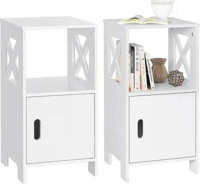 Obrázek produktu pro Sada nočních stolků (2 ks) – moderní skříň – skříň do ložnice a předsíně – bílá – 30 x 60 x 30 cm