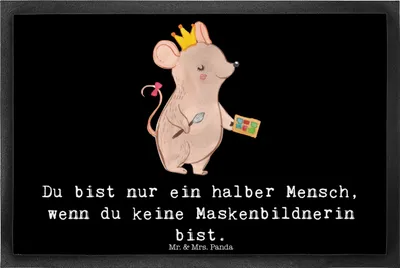 Produktbild von Mr. & Mrs. Panda Sauberlaufmatte Maskenbildnerin Herz 40 x 60 cm - Schwarz - Geschenk, Lustig, Fussmatte, fußmatte, Bodenvorleger, abstreifer, Ausbildung, Gummimatte