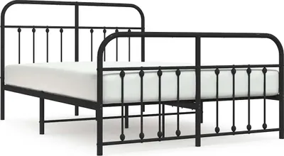 Produktbild von vidaXL Bettgestell mit Kopf- und Fußteil Metall Schwarz 135x190 cm