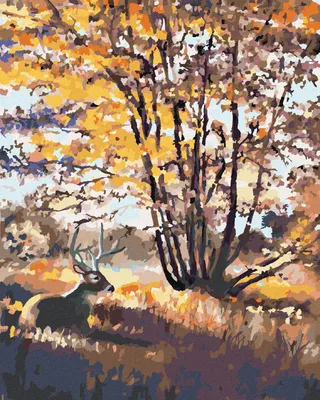 Produktbild von Zuty - Malen nach Zahlen - HIRSCH AM BAUM (D. RUSTY RUST), 40x50 cm, mit Keilrahmen (bereits gespannt)