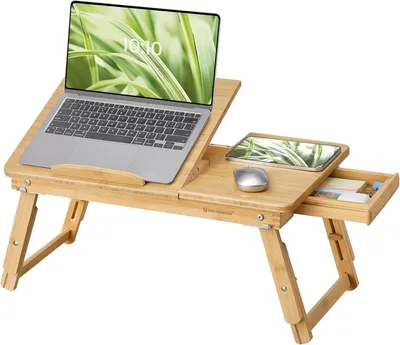 Produktbild von Verstellbare Laptop-Tisch aus Bambus, für 17-Zoll-Laptops, höhenverstellbar und klappbar