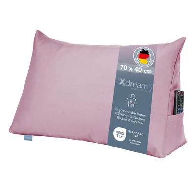 Produktbild von Rückenkissen | Lesekissen für Bett und Sofa | altrosa | 70 x 40 x 20cm | Stabiles Bettsitzkissen | XDREAM