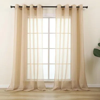 Produktbild von Famanu Vorhang transparent mit Ösen - Sand, 145 cm, Set von 2