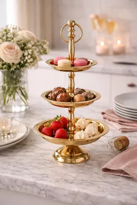 Produktbild von Etagere Maravelle Dreistufig Gold Metall