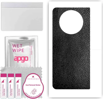 Produktbild von apgo Rückseite Schutzfolie, Skin, kompatibel mit Tecno Phantom V Fold, Hinten Displayschutzfolie aus Vinylfolie, kratzfest, einfache Montage - Schwarzes Leder