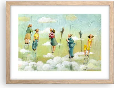 Produktbild von Gerahmtes Poster - Rahmen in heller Eiche - Abstraktion modern - 40x30 cm - Wand Bild - Wanddeko - Wandbilder - Wandposter - Bilderrahmen - Bilder - Kunstdruck - Wandbild - P2NAA40x30-3642