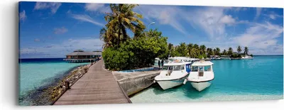 Produktbild von Bild auf Leinwand - Leinwandbild - Maledische Insel Archipel Ozean Hütte - 90x30cm - Wand Bild - Wanddeko - Leinwanddruck - Bilder - Kunstdruck - Leinwand bilder - Wandkunst - AB90x30-0436