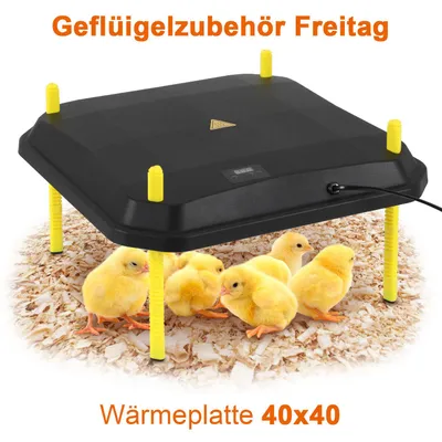 Produktbild von Faziango Küken-Wärmeplatte 30x30cm 50W mit Temperaturregler - Schwarz/Gelb für Hühner & Geflügel