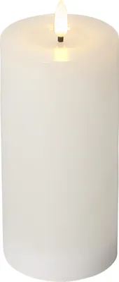 A white LED candle with a flickering flame.