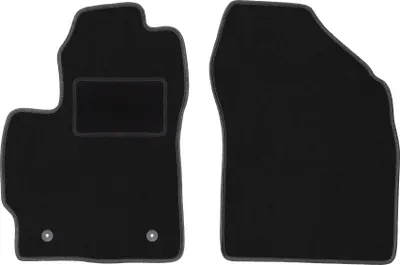 Produktbild von Velours-Fußmatten Vorne passend für Toyota Auris I (Schrägheck, Bj. 2007-2012) –  schwarz, passgenau, mit Befestigungen set 2 Stk. - STANDARD