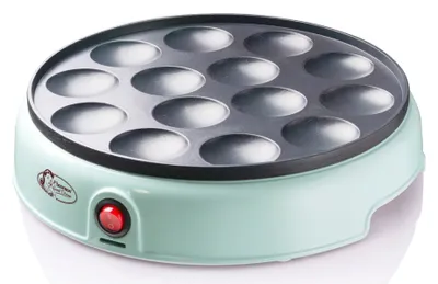 Produktbild von Bestron Poffertjes Maker im Retro Design, Mini Pfannkuchen Automat, mit Antihaftbeschichtung, Sweet Dreams, 800 W, Farbe: Mint