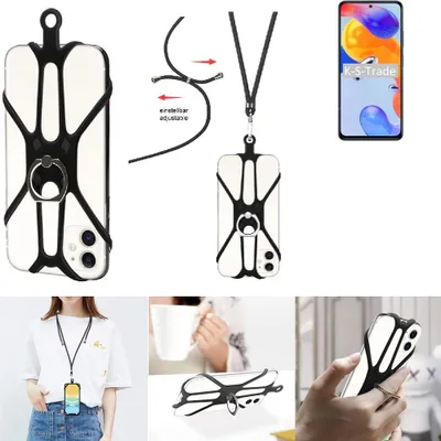 Produktbild von K-S-Trade 3in1 Handykette Handyband Handykordel Halsband Smartphone-Ring Handy-Ring kompatibel mit Xiaomi Redmi Note 11 Pro 5G Global Fingerhalterung