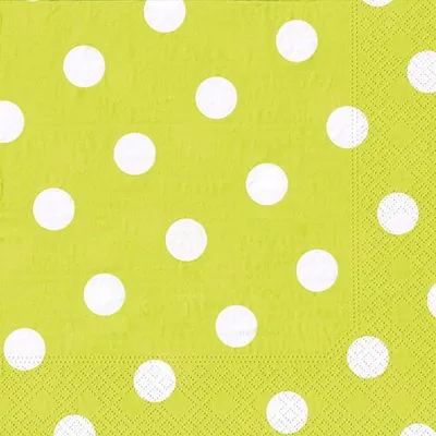 Produktbild von 200 Papstar Servietten, 3-lagig 1/4-Falz 40 cm x 40 cm limonengrün Dots 10752 Dekorservietten , Party , Papstar
