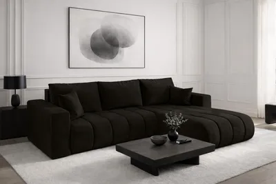 Produktbild von Kaiser Möbel Ecksofa mit schlaffunktion und bettkasten MILO PREMIUM, stoff MONOLITH, Dunkelgrau, Rechts