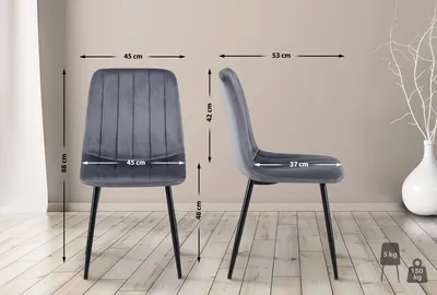 Produktbild von 4er Set Stühle HLO-CP46 Samt dunkelgrau